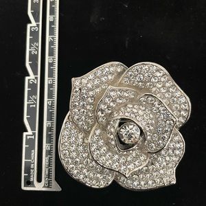 Silver and Zirconia-studded Flower Brooch/Pin